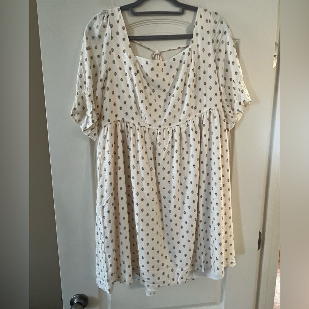 Melrose & Market Polka Dot Cream Women's Midi Lined Dress Size XL